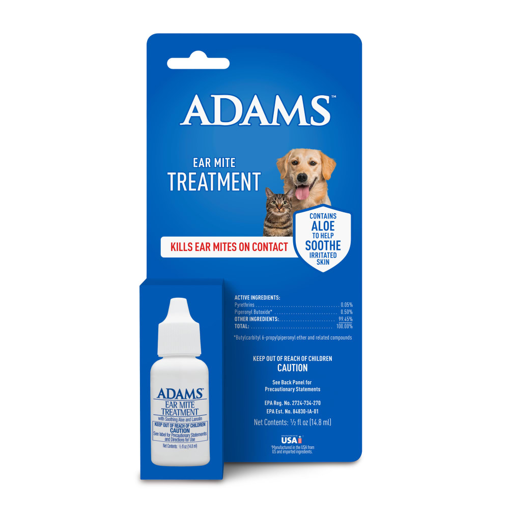 Retail packaging for Adams Ear mite treatment