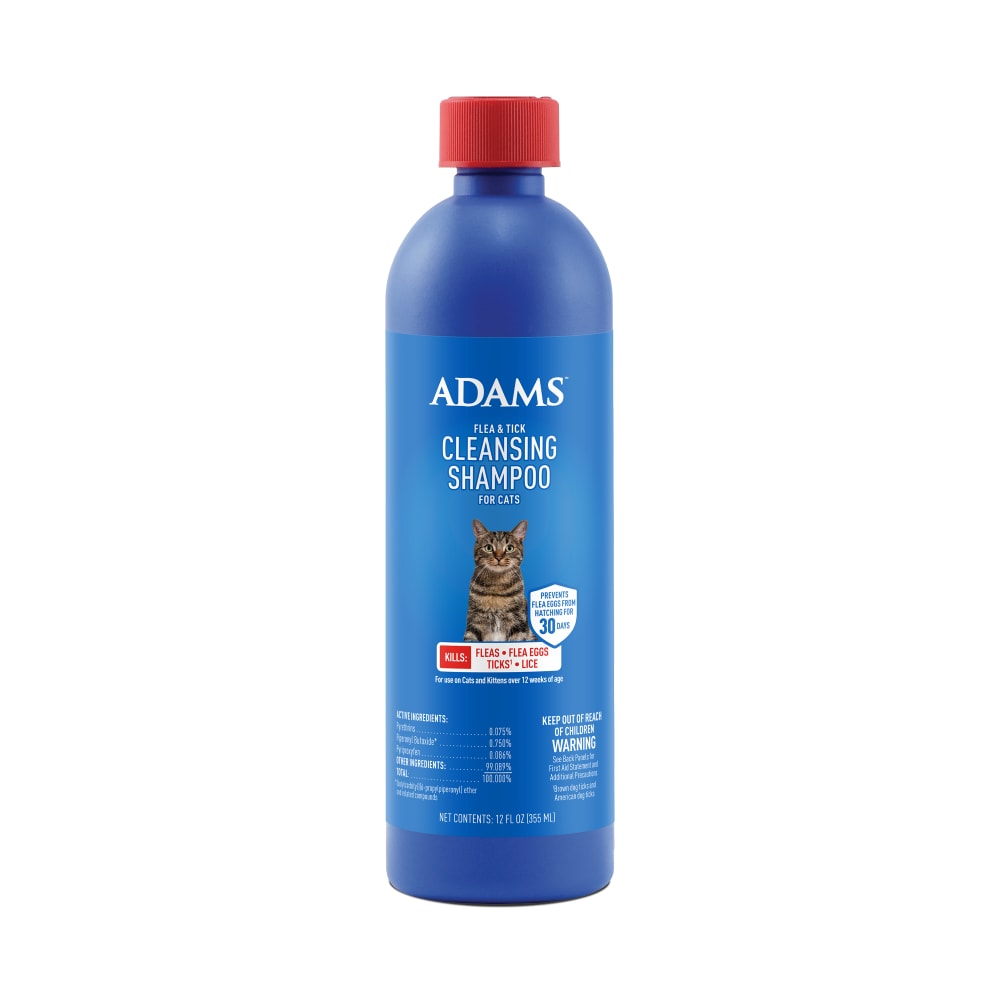 Retail packaging for adams flea and tick cleansing shampoo for cats