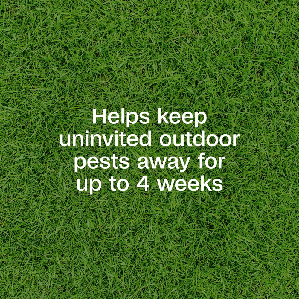 Helps keep uninvited outdoor pests away for up to 4 weeks