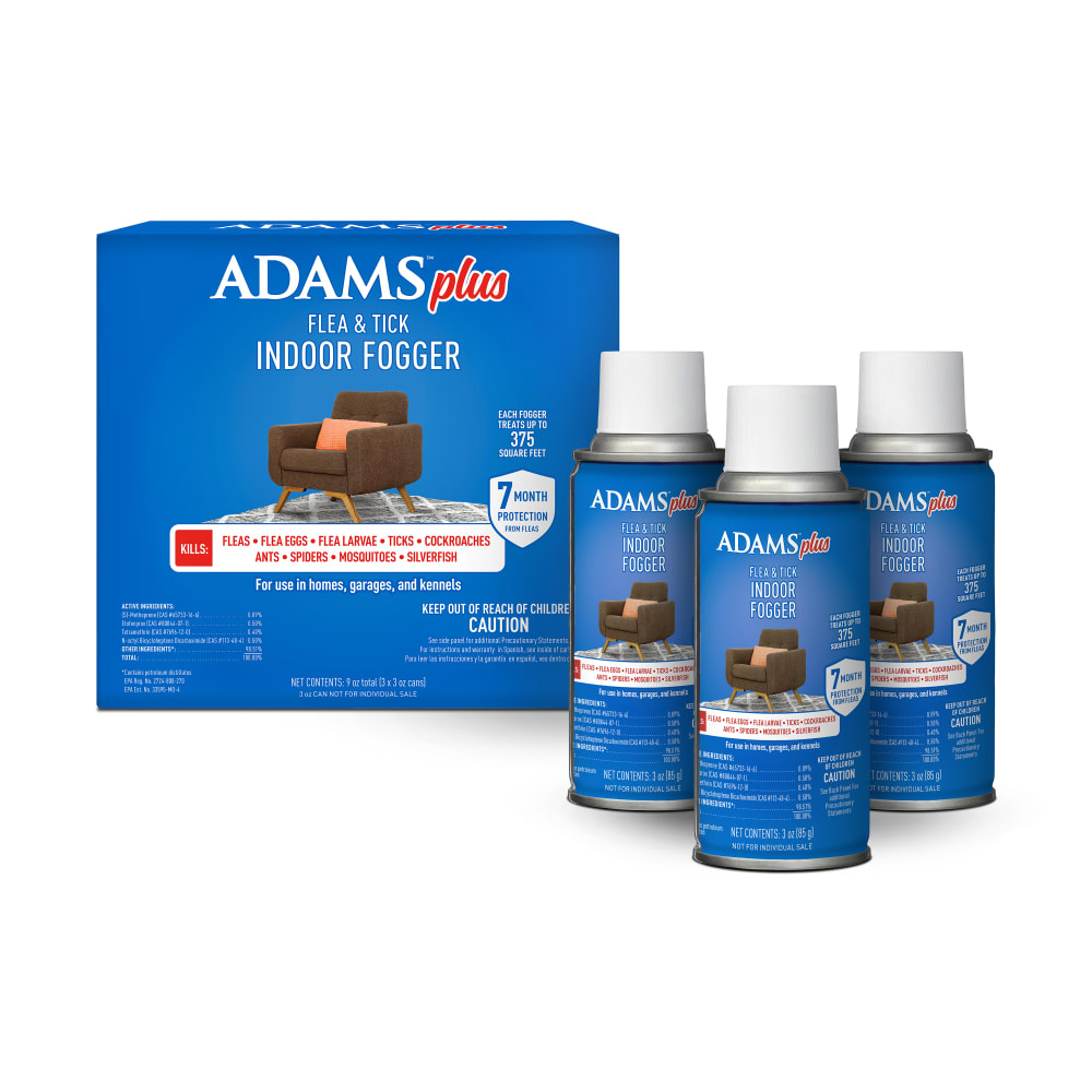 Retail packaging for Adams flea and tick indoor fogger