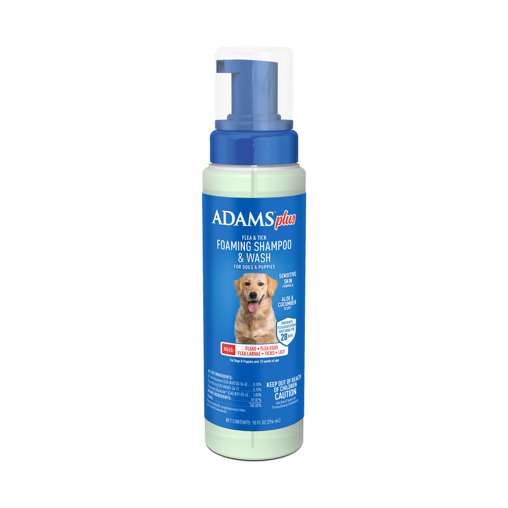 Retail package for adams plus flea and tick foaming shampoo