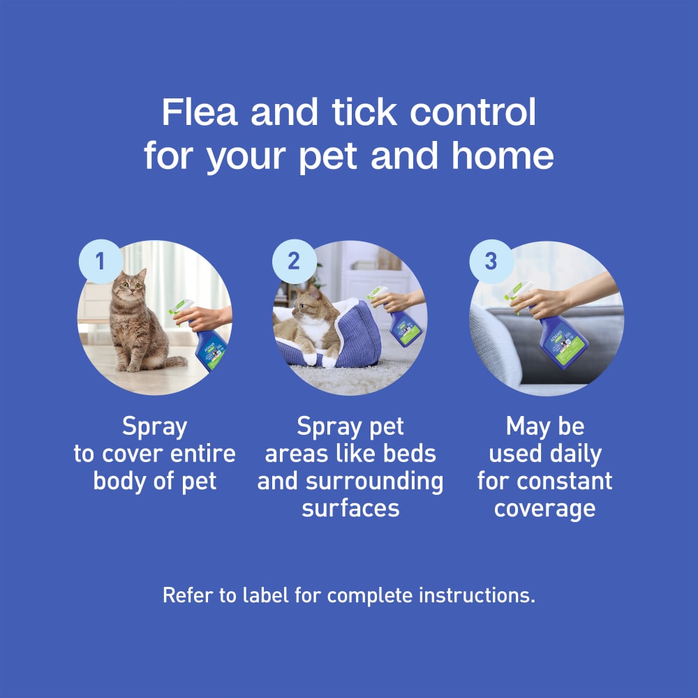 Flea and tick control for your pet and home. Directions for use for adams botanical flea and tick spray
